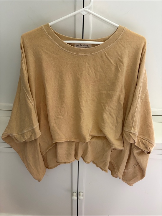 Free People Tops - Free People Cropped Boxy Sweatshirt in Warm Beige